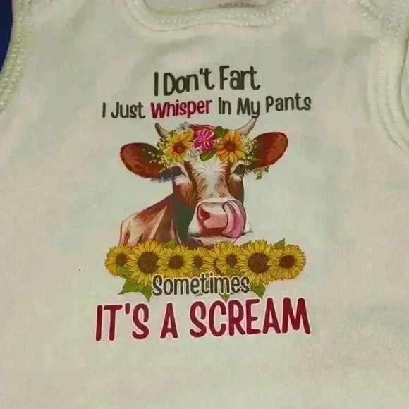 NWOT - Handmade White New Born Bodysuit - I Don't Fart - Picture 1 of 5